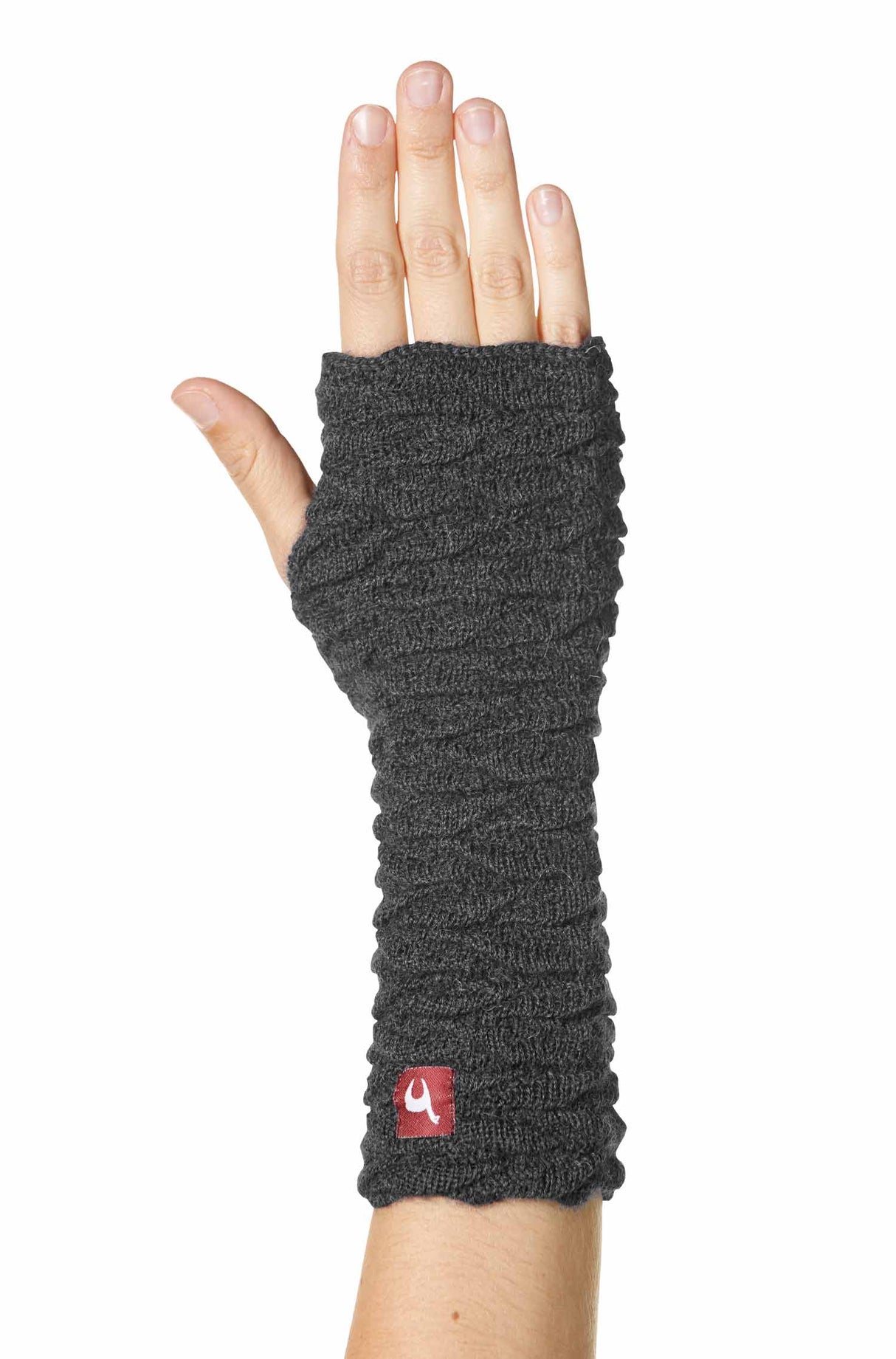 Pulswärmer BIESEN - 100% Alpaka - mit Daumenloch anthrazit one-size