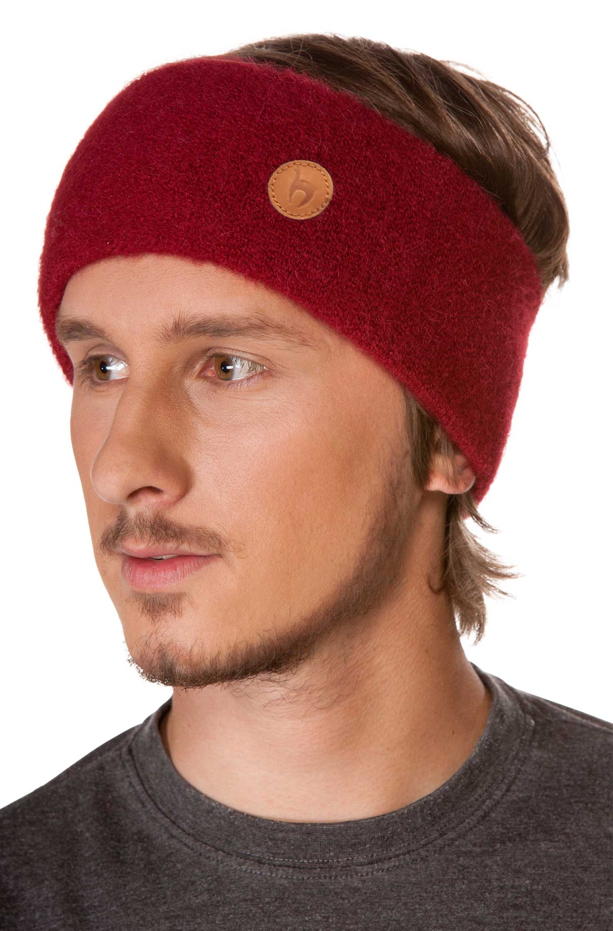 Alpaka Stirnband STRETCH - 96% Alpaka weinrot one-size