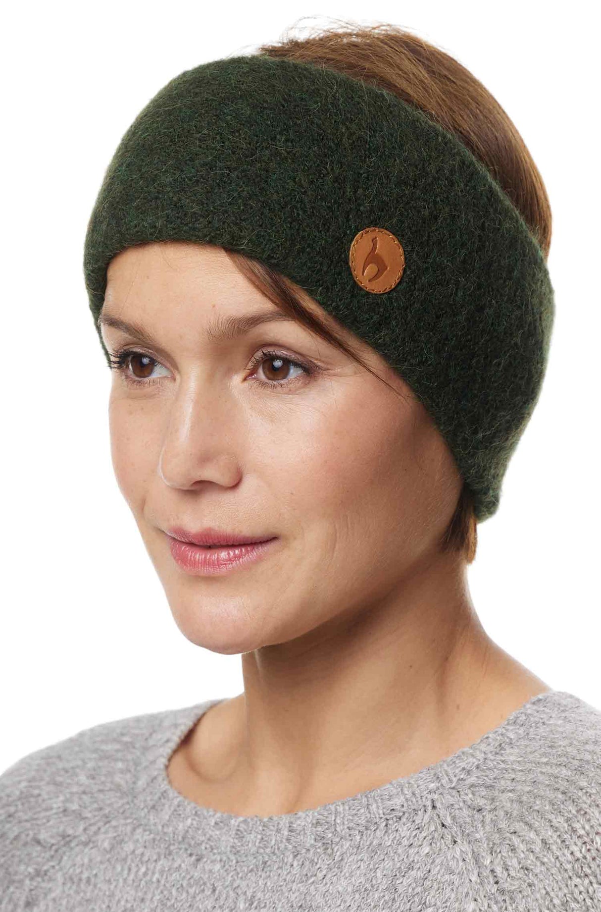 Alpaka Stirnband STRETCH - 96% Alpaka tannengrün one-size