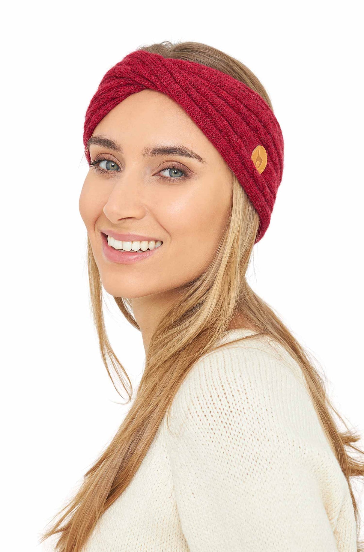 Alpaka Stirnband SUAVE mit Twist - 100% Alpaka rot one-size