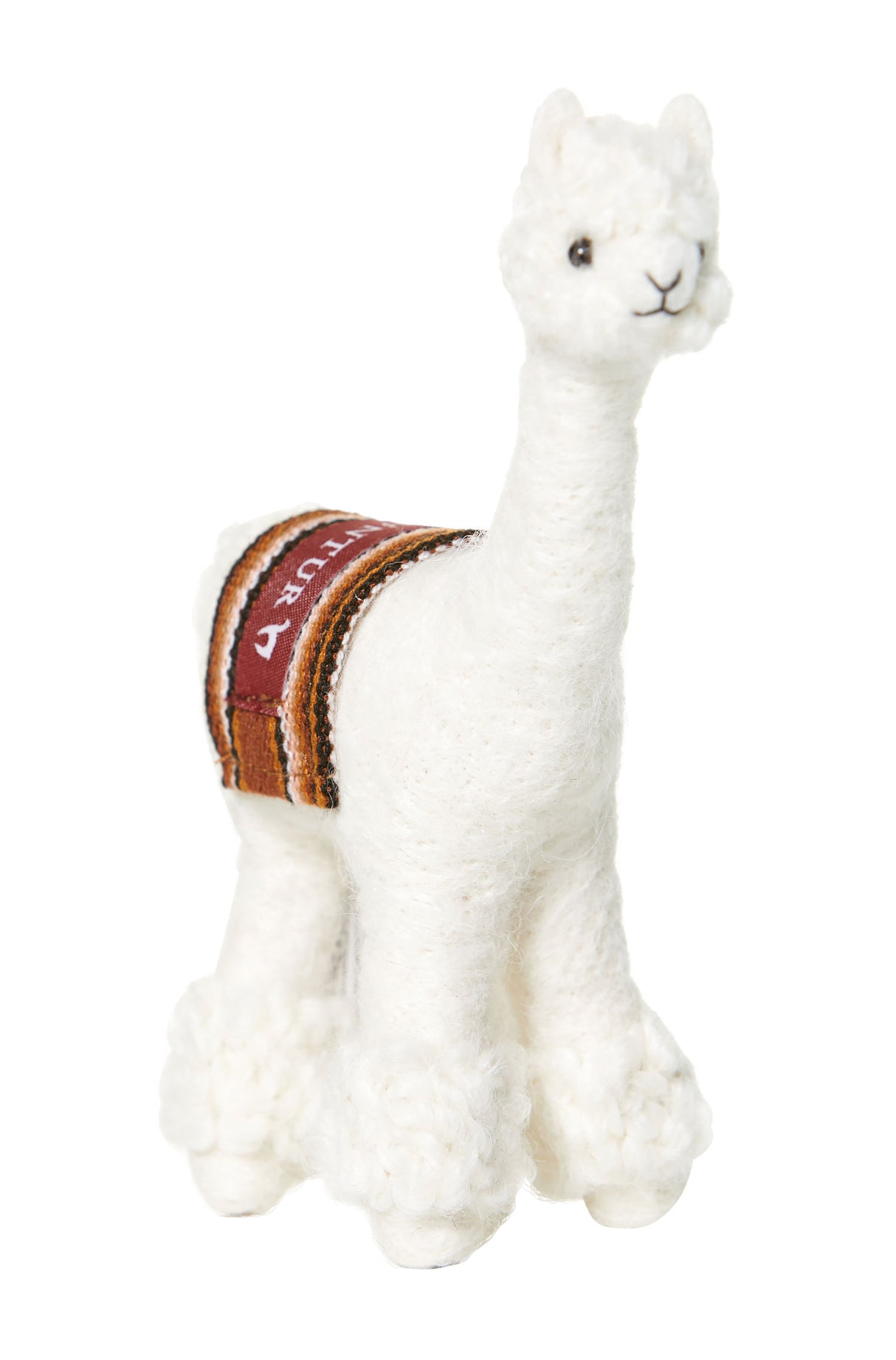 Stofftier PUKI (15cm) mit Webschal aus 100% Alpaka weiss 15 cm