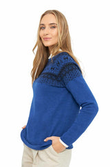 Pullover ANDEN aus 100% Alpaka - blau von Apu Kuntur