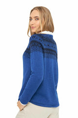 Pullover ANDEN aus 100% Alpaka - blau von Apu Kuntur