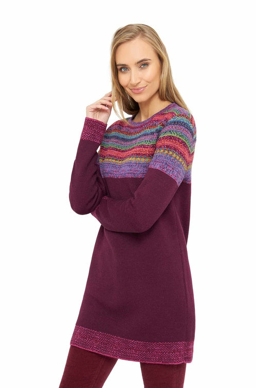 Tunika Pullover HALEY aus 100% Alpaka kuychi berry von Apu Kuntur