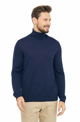 Herren Rollkragen Pullover MADAI aus 70% Alpaka und 30% Seide Dunkelblau von Apu Kuntur