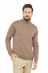 Herren Rollkragen Pullover MADAI aus 70% Alpaka und 30% Seide Sand von Apu Kuntur