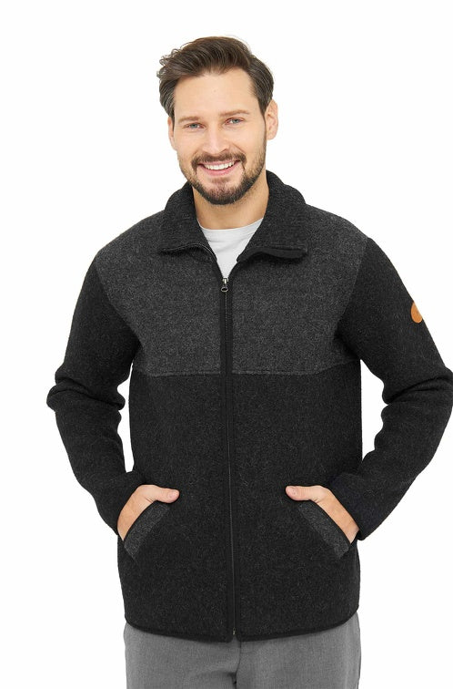 Filzjacke / Walkjacke OLIVER aus 50% Alpaka & 50% Wolle anthrazit schwarz von Apu Kuntur