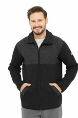 Filzjacke / Walkjacke OLIVER aus 50% Alpaka & 50% Wolle anthrazit schwarz von Apu Kuntur