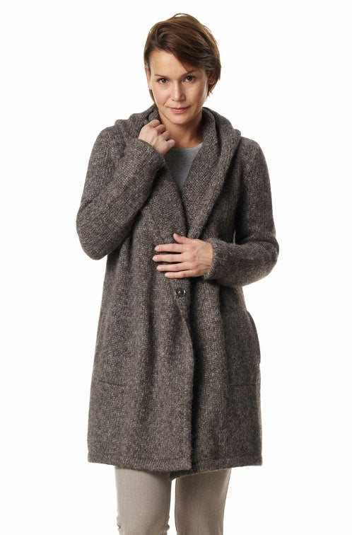 Long Cardigan ANNABELL mit Bio Baumwolle - ungefärbt walnuss braun von Apu Kuntur