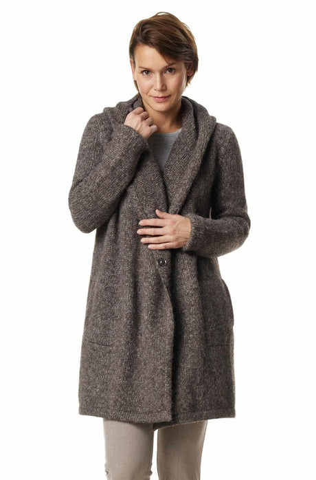 Long Cardigan ANNABELL mit Bio Baumwolle - ungefärbt walnuss braun von Apu Kuntur