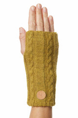 Pulswärmer SUAVE - 100% Alpaka - mit Daumenloch gelb silber one-size von Apu Kuntur