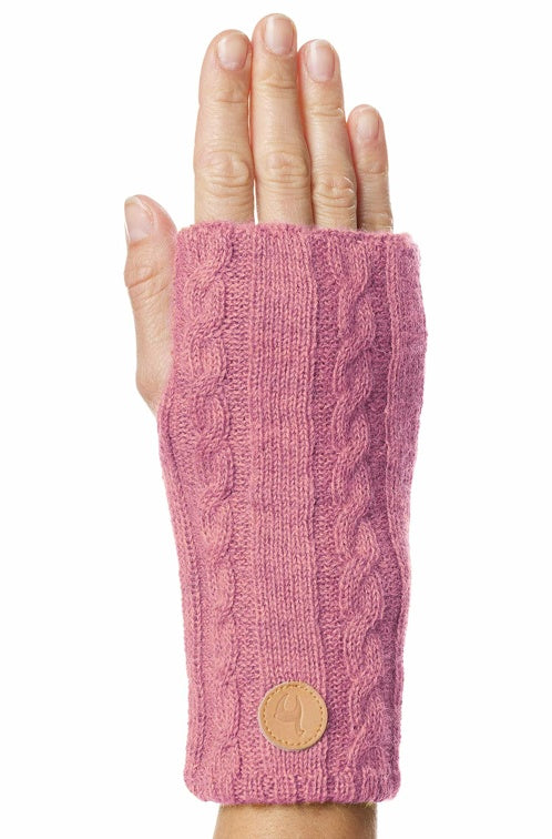 Pulswärmer SUAVE - 100% Alpaka - mit Daumenloch rosa one-size von Apu Kuntur