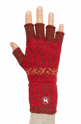 Fingerlose Handschuhe CHIMU aus 100% Baby Alpaka rot von Apu Kuntur