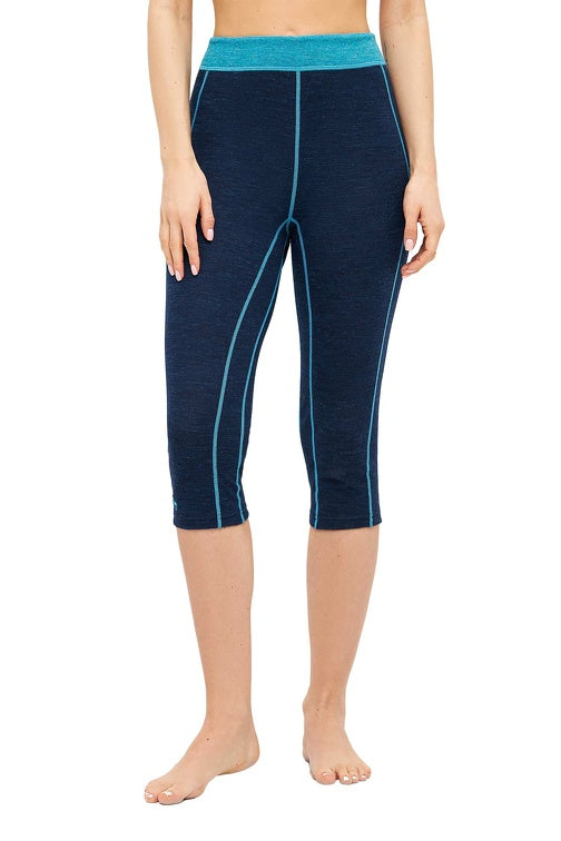 3/4 Thermo-Hose Damen ANDEN ACTIVE mit 60% Premium Alpaka navy-türkis von Apu Kuntur