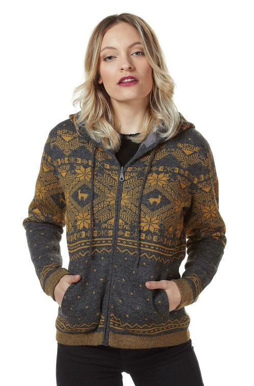Strickjacke ANDEN ROCA aus 100% Alpaka Grau von Apu Kuntur