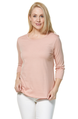 T-Shirt mit 3/4 Arm aus 100% Bio-Pima-Baumwolle blush rose von Apu Kuntur