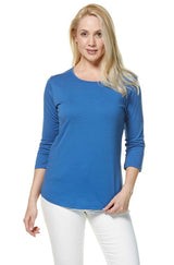 T-Shirt mit 3/4 Arm aus 100% Bio-Pima-Baumwolle lapisblau von Apu Kuntur