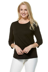 T-Shirt mit 3/4 Arm aus 100% Bio-Pima-Baumwolle schwarz von Apu Kuntur