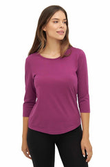 T-Shirt mit 3/4 Arm aus 100% Bio-Pima-Baumwolle violet-berry von Apu Kuntur
