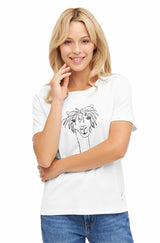 Damen T-Shirt RASSI mit Alpaka-Motiv aus 100% Bio-Pima-Baumwolle Weiß von Apu Kuntur