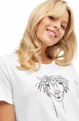 Damen T-Shirt RASSI mit Alpaka-Motiv aus 100% Bio-Pima-Baumwolle von Apu Kuntur