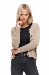 Cardigan Feinstrick ALINA mit Bio Baumwolle beige von Apu Kuntur