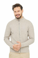Strickjacke ALAYO mit Zipper mit 30% Alpaka Beige von Apu Kuntur