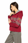 Kapuzen-Strickjacke Damen NEVADO aus 100% Alpaka rot von Apu Kuntur
