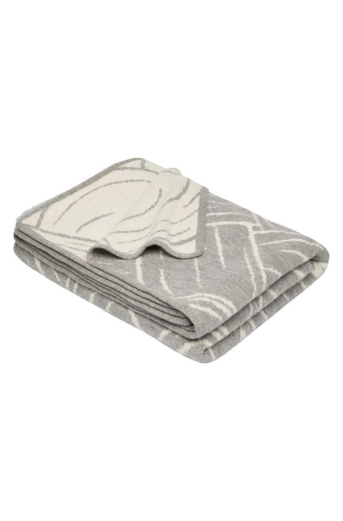 Wolldecke JACQUARD aus 100% Alpaka - extragroß grau ecru one-size von Apu Kuntur
