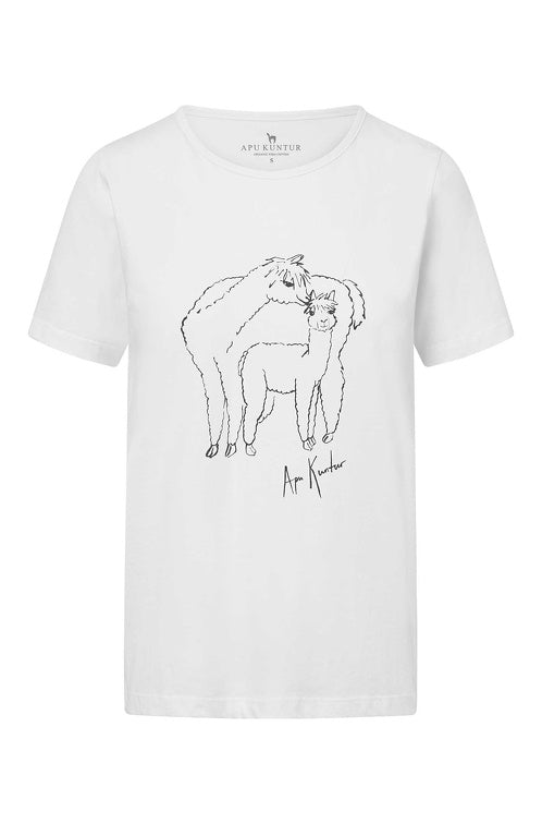 T-Shirt ALPACA LOVE mit Alpaka Print Weiß von Apu Kuntur