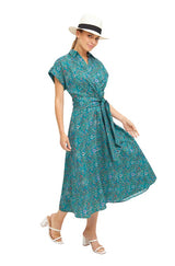 Kleid FLORAL ETHNO in Wickeloptik aus Bio-Pima-Baumwolle von Apu Kuntur