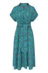 Kleid FLORAL ETHNO in Wickeloptik aus Bio-Pima-Baumwolle turquoise von Apu Kuntur