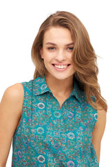 Ärmellose Bluse FLORAL ETHNO aus Bio-Pima-Baumwolle von Apu Kuntur
