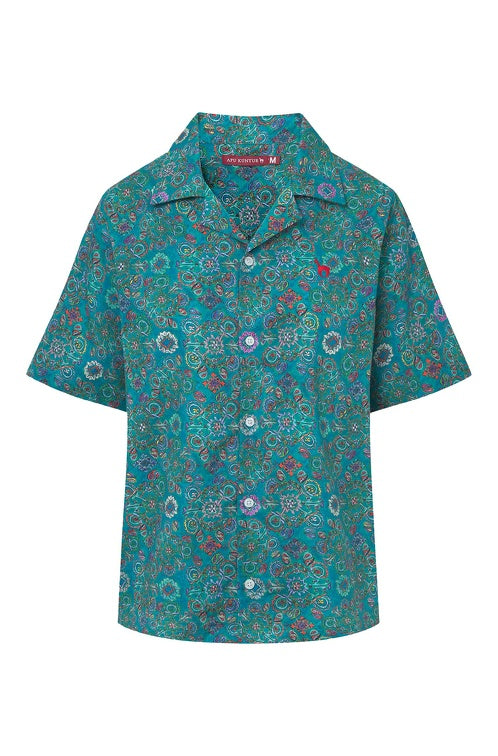 Hemd FLORAL ETHNO aus Bio-Pima-Baumwolle turquoise von Apu Kuntur