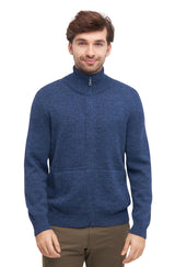 Strickjacke RONALDO XXXL aus 100% Baby Alpaka blau meliert XXXL von Apu Kuntur