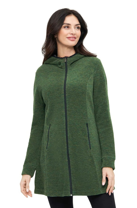 Alpaka Kapuzenmantel APU FLEECE mit Alpaka, Merino & Bio-Baumwolle waldgrün von Apu Kuntur