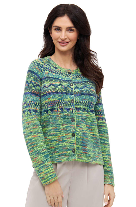 Strickjacke COLORES ANDEN mit 92% Alpaka - grün meliert grün meliert von Apu Kuntur