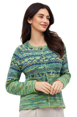 Strickjacke COLORES ANDEN mit 92% Alpaka - grün meliert von Apu Kuntur