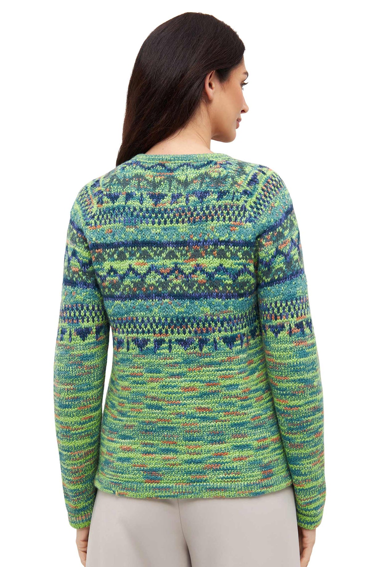Strickjacke COLORES ANDEN mit 92% Alpaka - grün meliert von Apu Kuntur