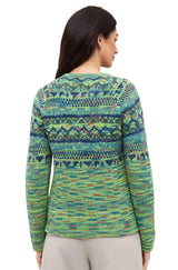 Strickjacke COLORES ANDEN mit 92% Alpaka - grün meliert von Apu Kuntur
