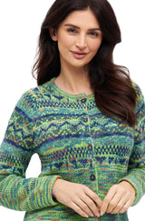 Strickjacke COLORES ANDEN mit 92% Alpaka - grün meliert von Apu Kuntur