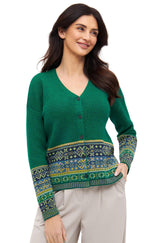 Strickjacke COLORES ANDEN aus 100% Alpaka - jadegrün von Apu Kuntur