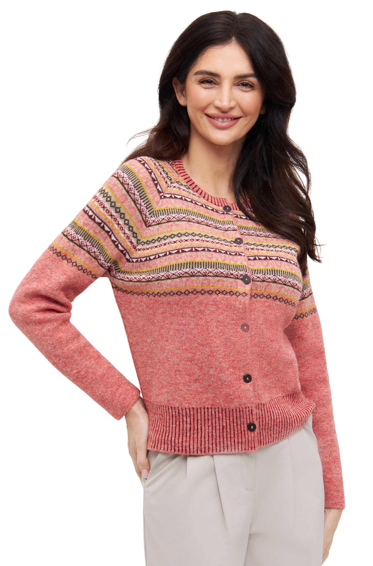 Strickjacke COLORES ANDEN mit 92% Alpaka - altrosa von Apu Kuntur