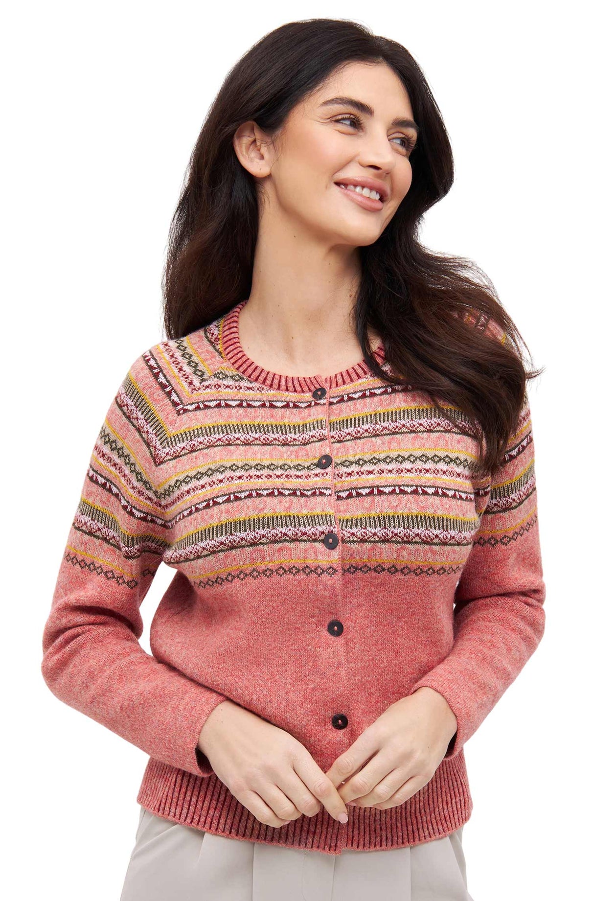 Strickjacke COLORES ANDEN mit 92% Alpaka - altrosa von Apu Kuntur