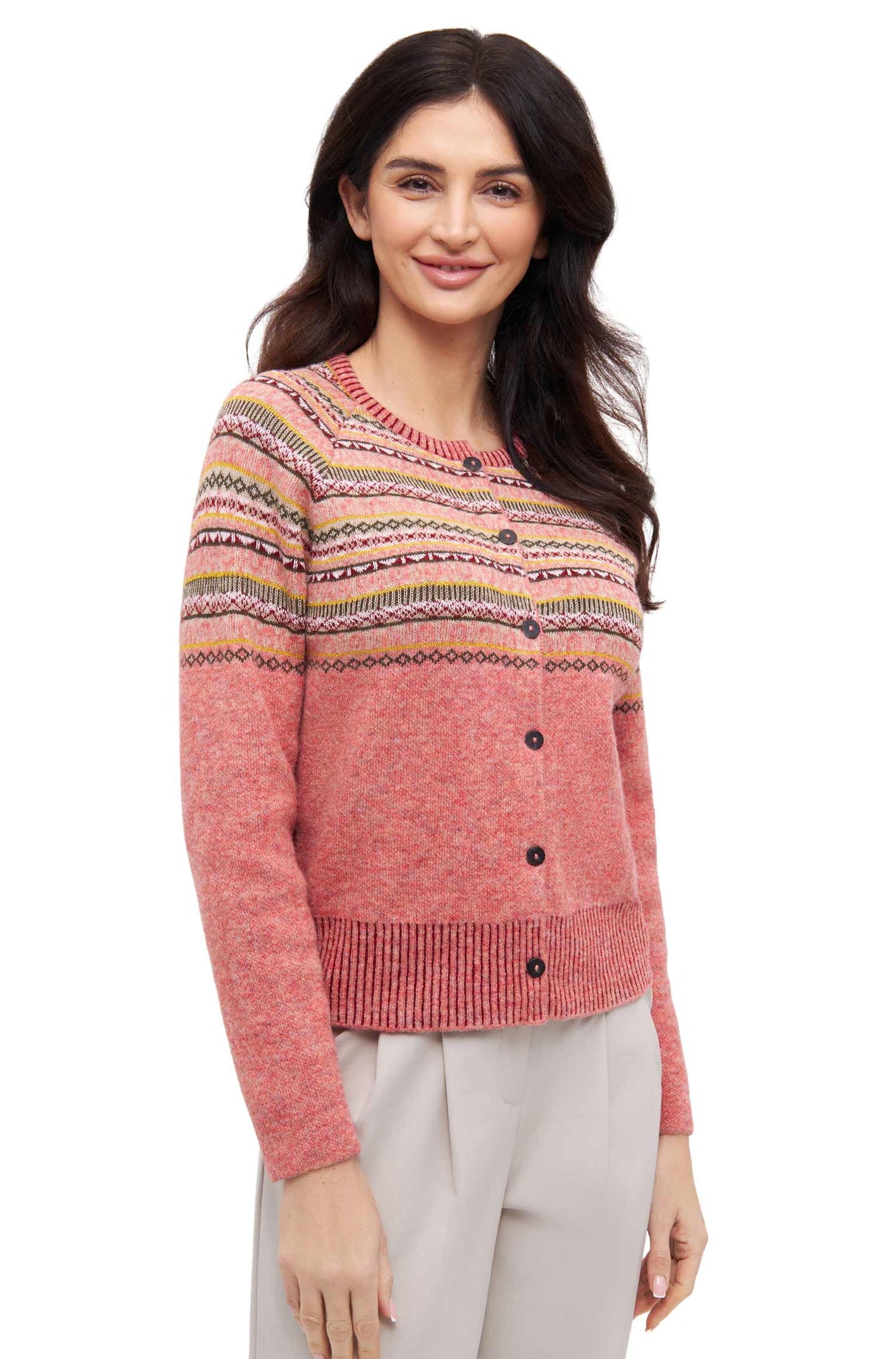 Strickjacke COLORES ANDEN mit 92% Alpaka - altrosa von Apu Kuntur