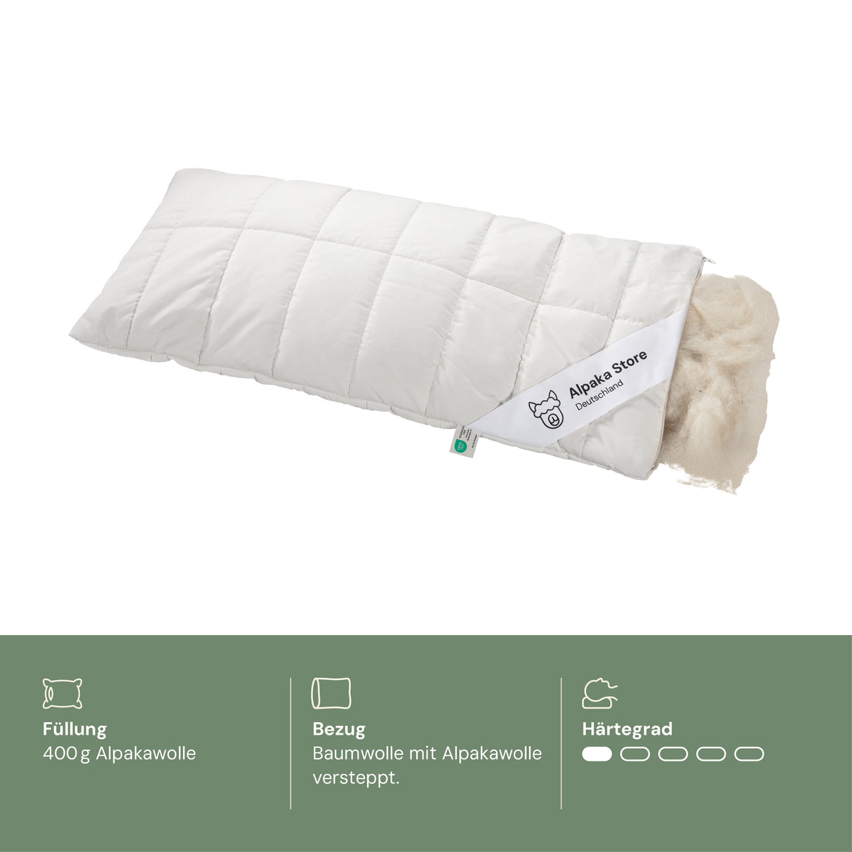 Flaches Alpaka Kopfkissen (100% Alpakawolle) von Alpaka Store Deutschland