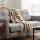 Coperta accogliente sostenibile KAMINFEUER con 40% alpaca e 45% lana vergine