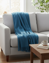 Coperta accogliente sostenibile KAMINFEUER con 40% alpaca e 45% lana vergine