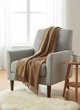 Coperta accogliente sostenibile KAMINFEUER con 40% alpaca e 45% lana vergine