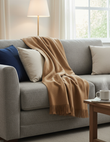 Coperta accogliente sostenibile KAMINFEUER con 40% alpaca e 45% lana vergine